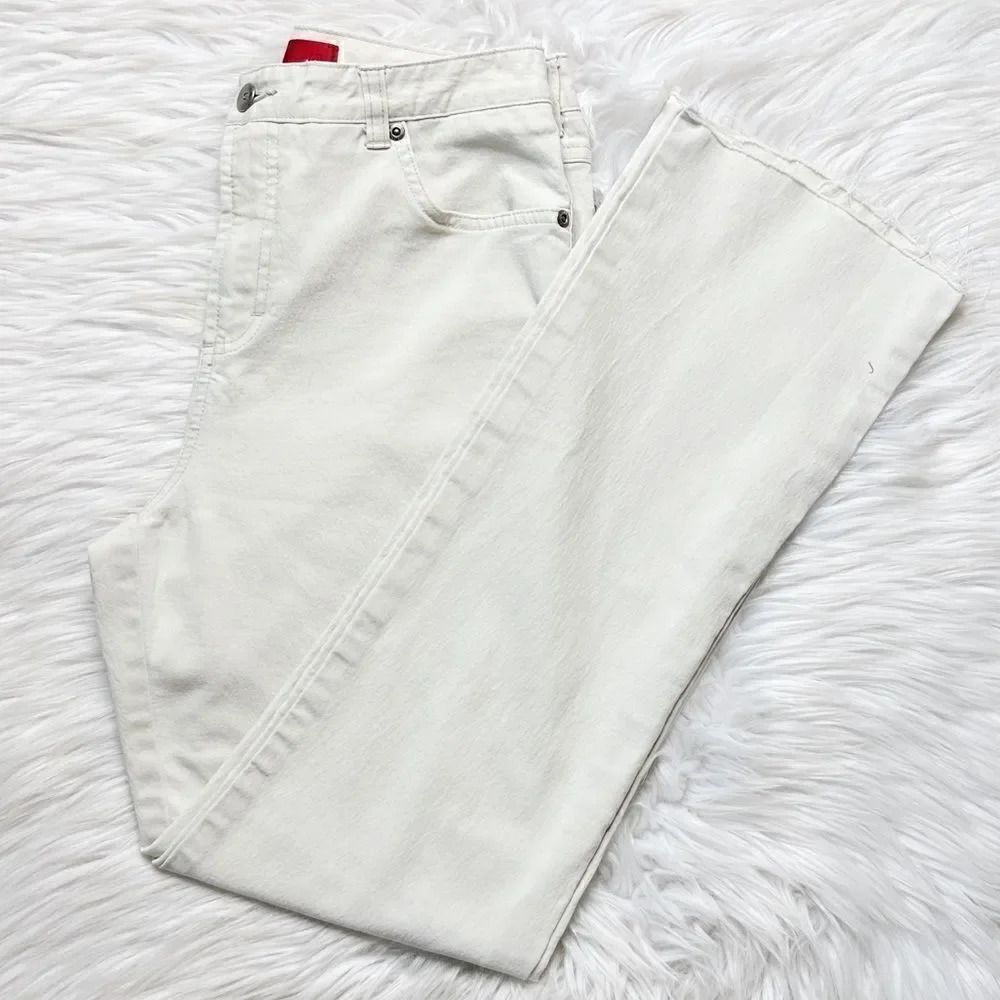 Gloria Vanderbilt Raw Hem Straight Leg Jeans Cream Size Medium